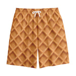 Waffle Pattern Print Cotton Shorts