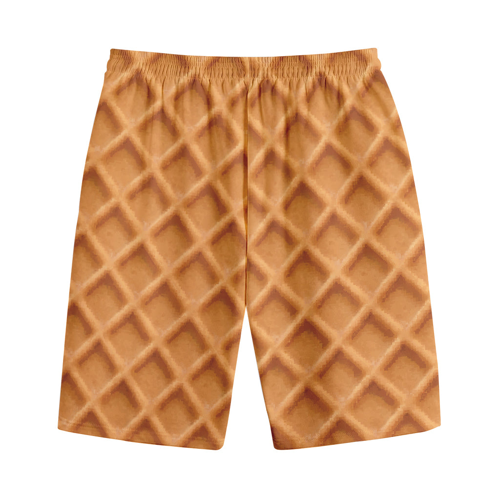 Waffle Pattern Print Cotton Shorts