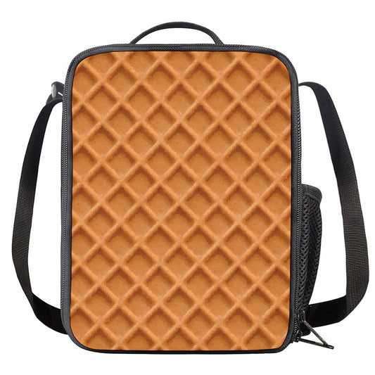 Waffle Pattern Print Crossbody Lunch Bag