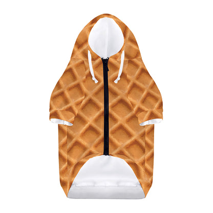 Waffle Pattern Print Dog Zip Up Hoodie