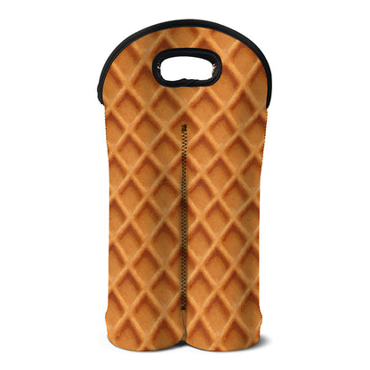 Waffle Pattern Print Double Neoprene Wine Tote
