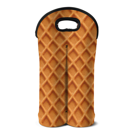 Waffle Pattern Print Double Neoprene Wine Tote