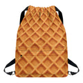 Waffle Pattern Print Drawstring Backpack
