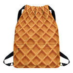 Waffle Pattern Print Drawstring Backpack