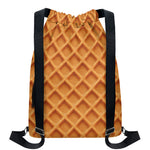 Waffle Pattern Print Drawstring Backpack