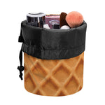 Waffle Pattern Print Drawstring Makeup Bag