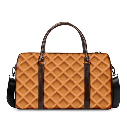 Waffle Pattern Print Duffle Bag