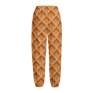 Waffle Pattern Print Fleece Lined Knit Pants