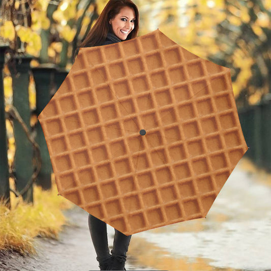 Waffle Pattern Print Foldable Umbrella