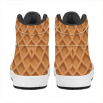 Waffle Pattern Print High Top Leather Sneakers
