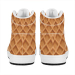Waffle Pattern Print High Top Leather Sneakers