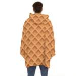 Waffle Pattern Print Hoodie Blanket
