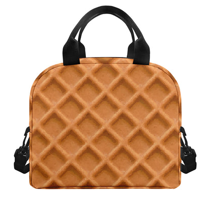 Waffle Pattern Print Insulated Lunch Bag