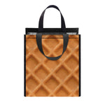 Waffle Pattern Print Insulated Lunch Tote