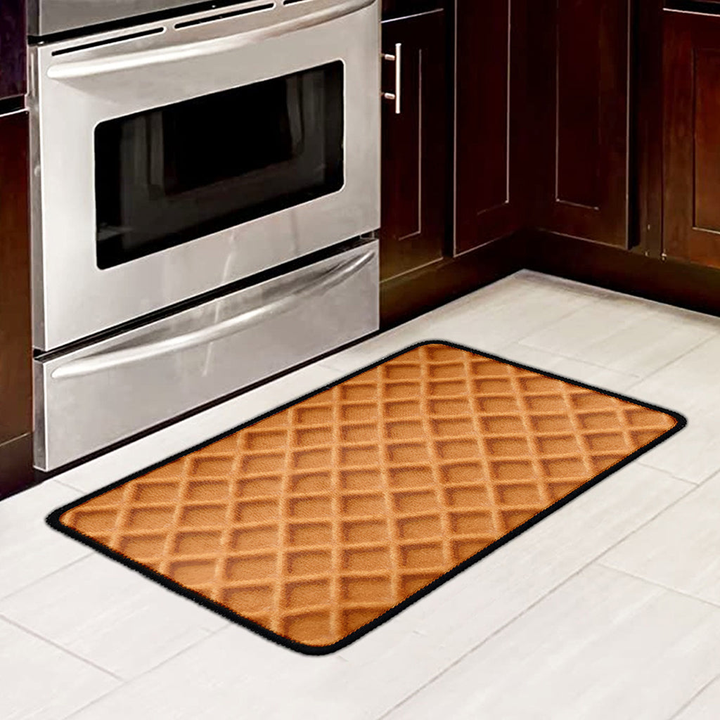 Waffle Pattern Print Kitchen Mat