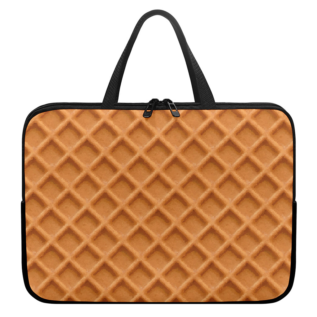 Waffle Pattern Print Laptop Sleeve With Handle
