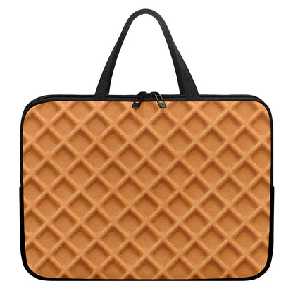Waffle Pattern Print Laptop Sleeve With Handle