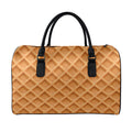 Waffle Pattern Print Leather Duffel Bag