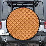 Waffle Pattern Print Leather Spare Tire Cover
