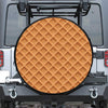 Waffle Pattern Print Leather Spare Tire Cover