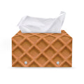 Waffle Pattern Print Leather Tissue Box Cover