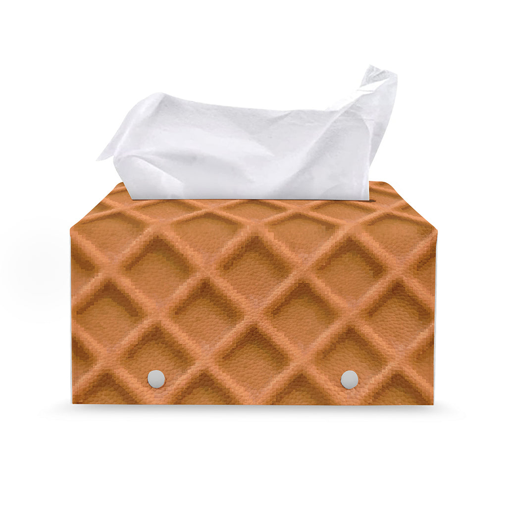 Waffle Pattern Print Leather Tissue Box Cover