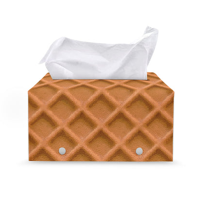 Waffle Pattern Print Leather Tissue Box Cover