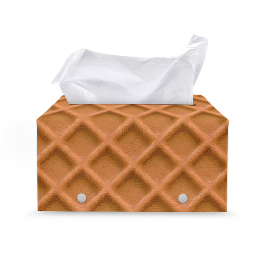 Waffle Pattern Print Leather Tissue Box Cover