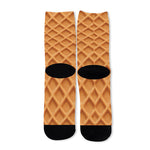Waffle Pattern Print Long Socks