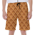 Waffle Pattern Print Men's Beach Shorts