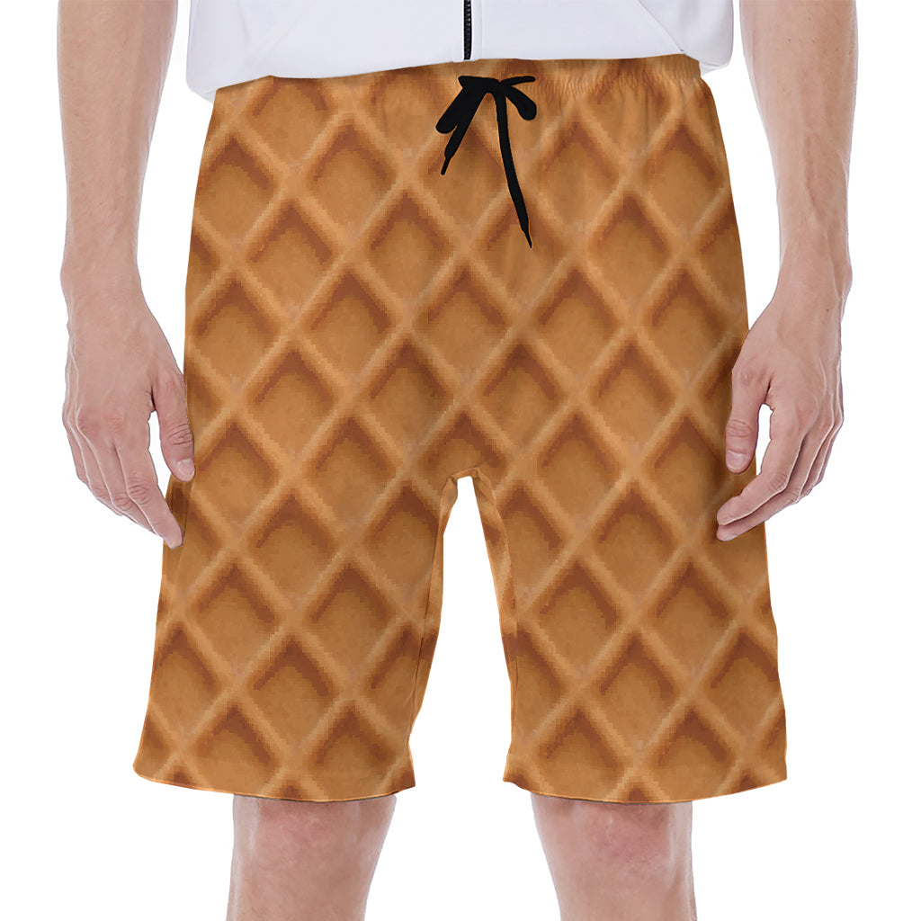 Waffle Pattern Print Men's Beach Shorts