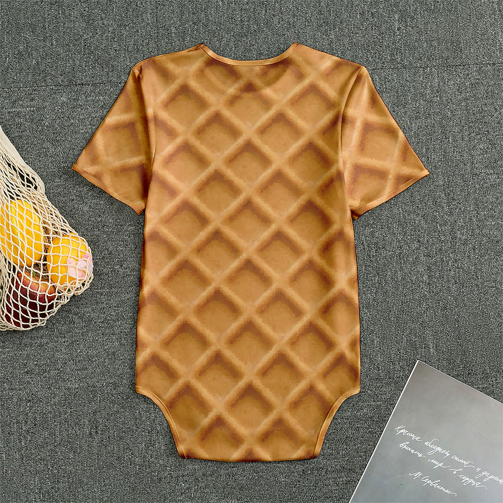 Waffle Pattern Print Men's Bodysuit