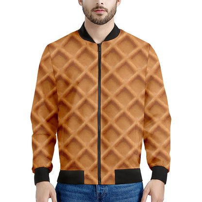 Waffle Pattern Print Men's Bomber Jacket