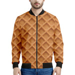 Waffle Pattern Print Men's Bomber Jacket