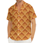 Waffle Pattern Print Men's Deep V-Neck Shirt