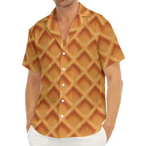 Waffle Pattern Print Men's Deep V-Neck Shirt