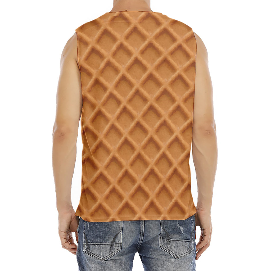 Waffle Pattern Print Men's Fitness Tank Top