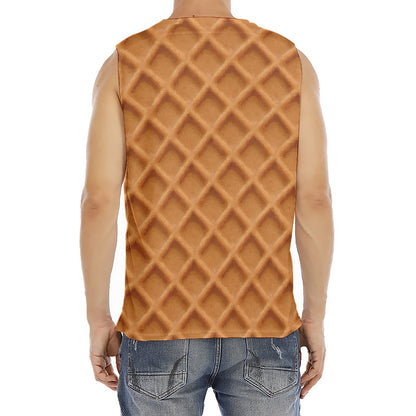 Waffle Pattern Print Men's Fitness Tank Top