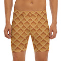 Waffle Pattern Print Men's Long Boxer Briefs