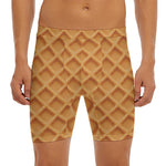 Waffle Pattern Print Men's Long Boxer Briefs