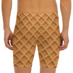 Waffle Pattern Print Men's Long Boxer Briefs