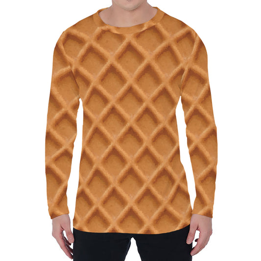 Waffle Pattern Print Men's Long Sleeve T-Shirt