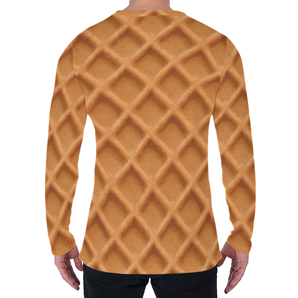 Waffle Pattern Print Men's Long Sleeve T-Shirt