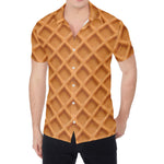 Waffle Pattern Print Men's Shirt