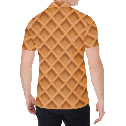 Waffle Pattern Print Men's Shirt