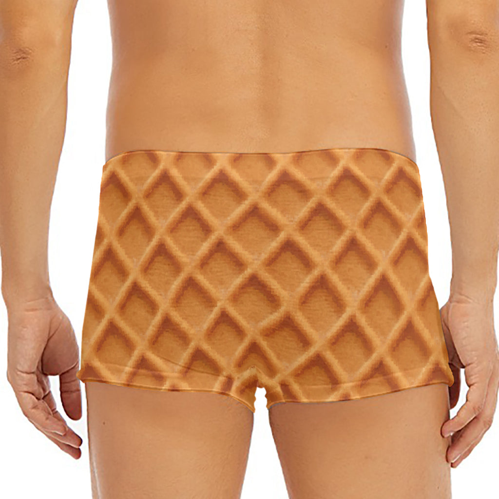 Waffle Pattern Print Men's Short Boxer Briefs