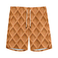 Waffle Pattern Print Men's Athletic Shorts