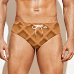 Waffle Pattern Print Men's Swim Briefs