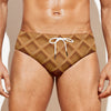 Waffle Pattern Print Men's Swim Briefs