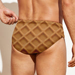 Waffle Pattern Print Men's Swim Briefs